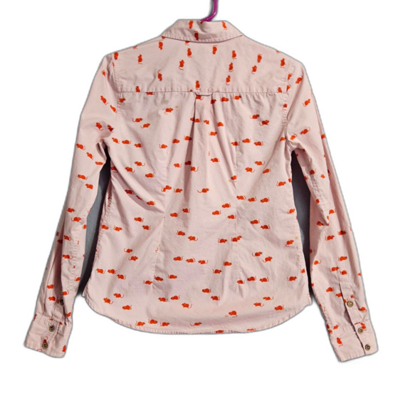Anthro Odille Rat Get's The Cheese Pink Button Up Shirt W Size 4 Funky - Picture 4 of 7